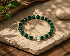 Malachite & Clear Quartz Harmony Bracelet | Green Crystal Energy Bracelet | Family Blessing Protection Bracelet | Handmade Gemstone Jewelry(SJG001)