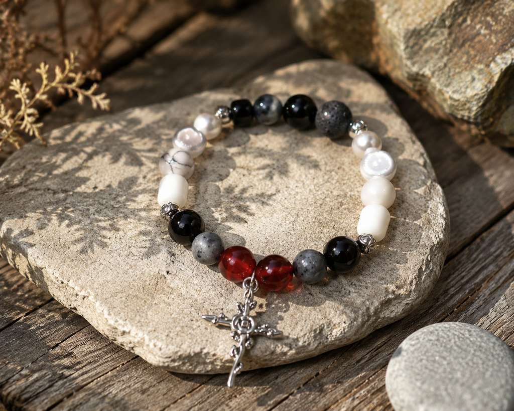 Loves Me Not Inspired Bracelet | t.A.T.u. Inspired Jewelry | Gothic Romance Bracelet | Handmade Black White Red Beaded Bracelet(BYY012)