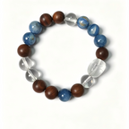 Kyanite, Clear Quartz & Oak Wood Bracelet | Creativity & Stress Relief Crystal Bracelet | Handmade Natural Gemstone Jewelry(SJG008)