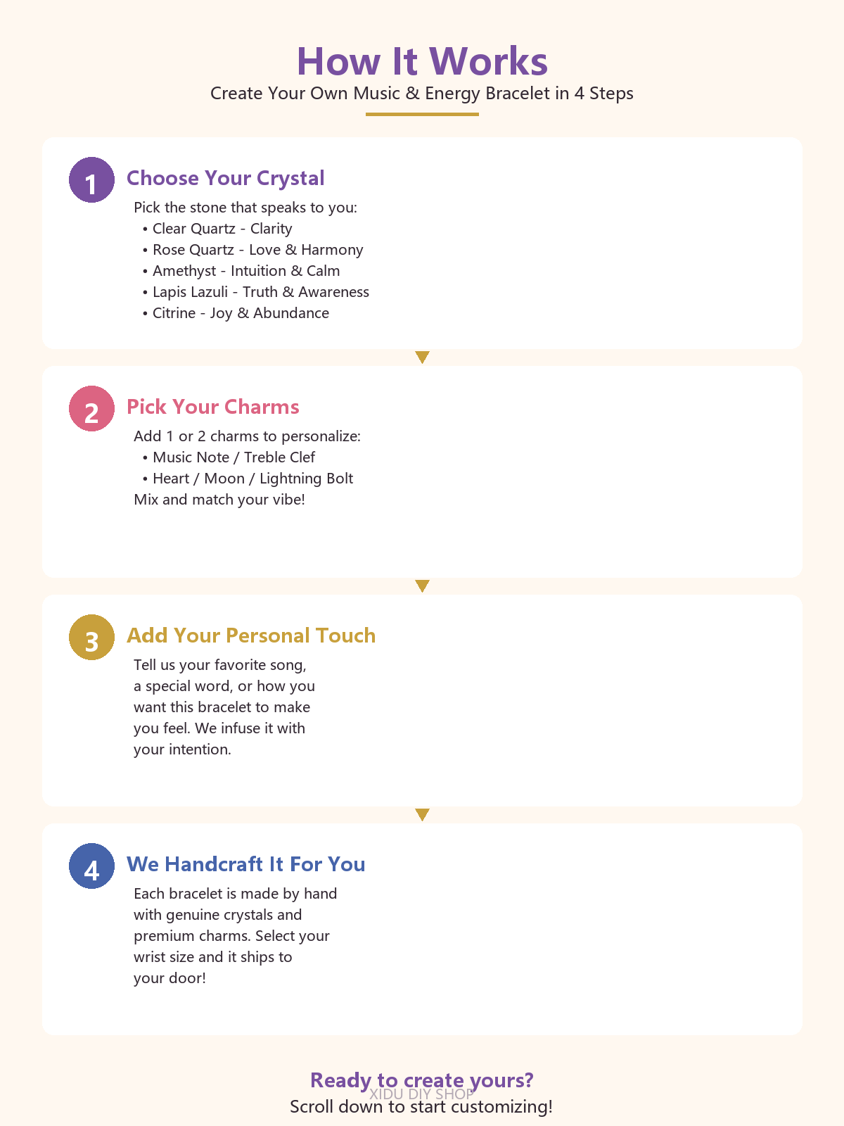 Create Your Own Music & Energy Bracelet | Custom Crystal & Charm Bracelet
