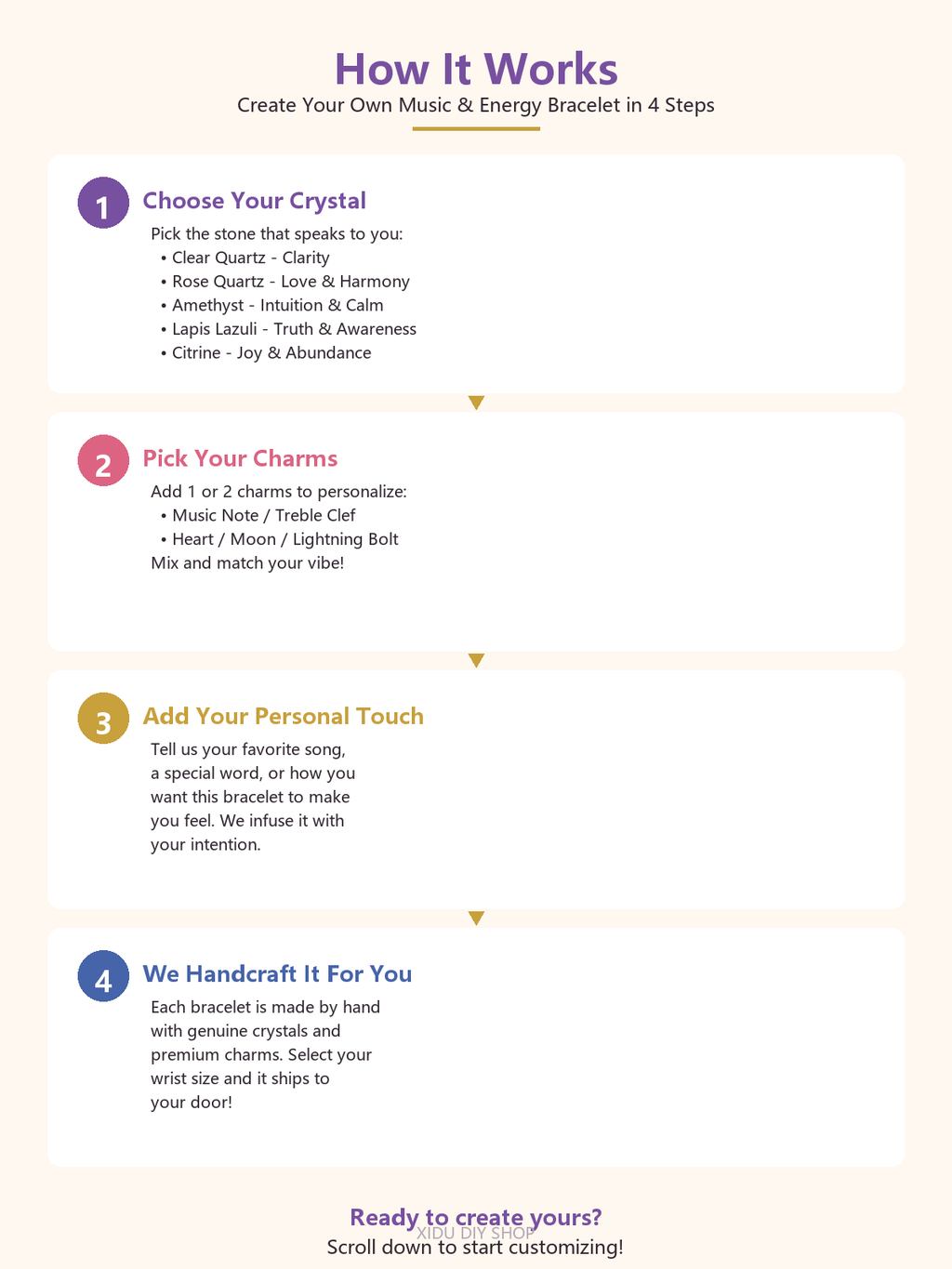 Create Your Own Music & Energy Bracelet | Custom Crystal & Charm Bracelet