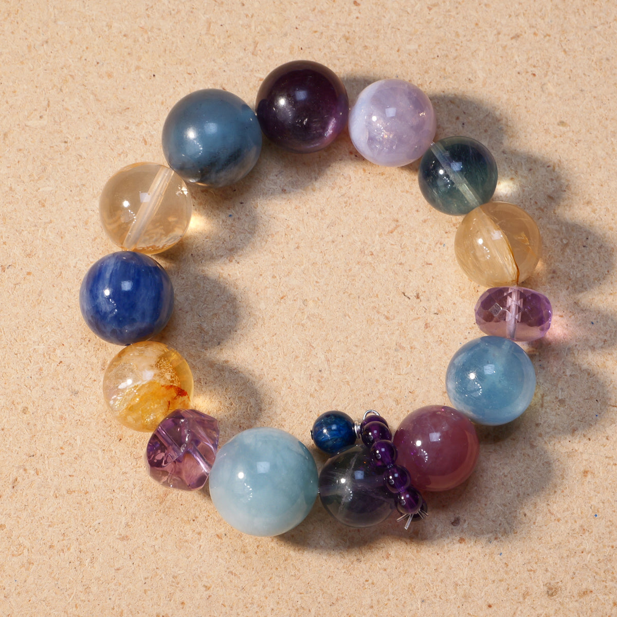 The Golden Star — Golden Jelly-Flower Quartz, Klein Blue Kyanite & More Crystal Bracelet - Handmade Crystal Bracelet | XIDU DIY