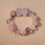 Madagascar Rose Quartz, White Azeztulite & White Phantom Quartz Multi-Stone Crystal Bracelet — Love & Emotional Healing, Intuition & Calm & Clarity & Amplify (Model SJG043) image 1