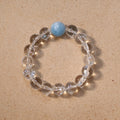 White Azeztulite & Aquamarine Crystal Bracelet — Intuition & Calm & Clear Communication (Model SJG045) image 1