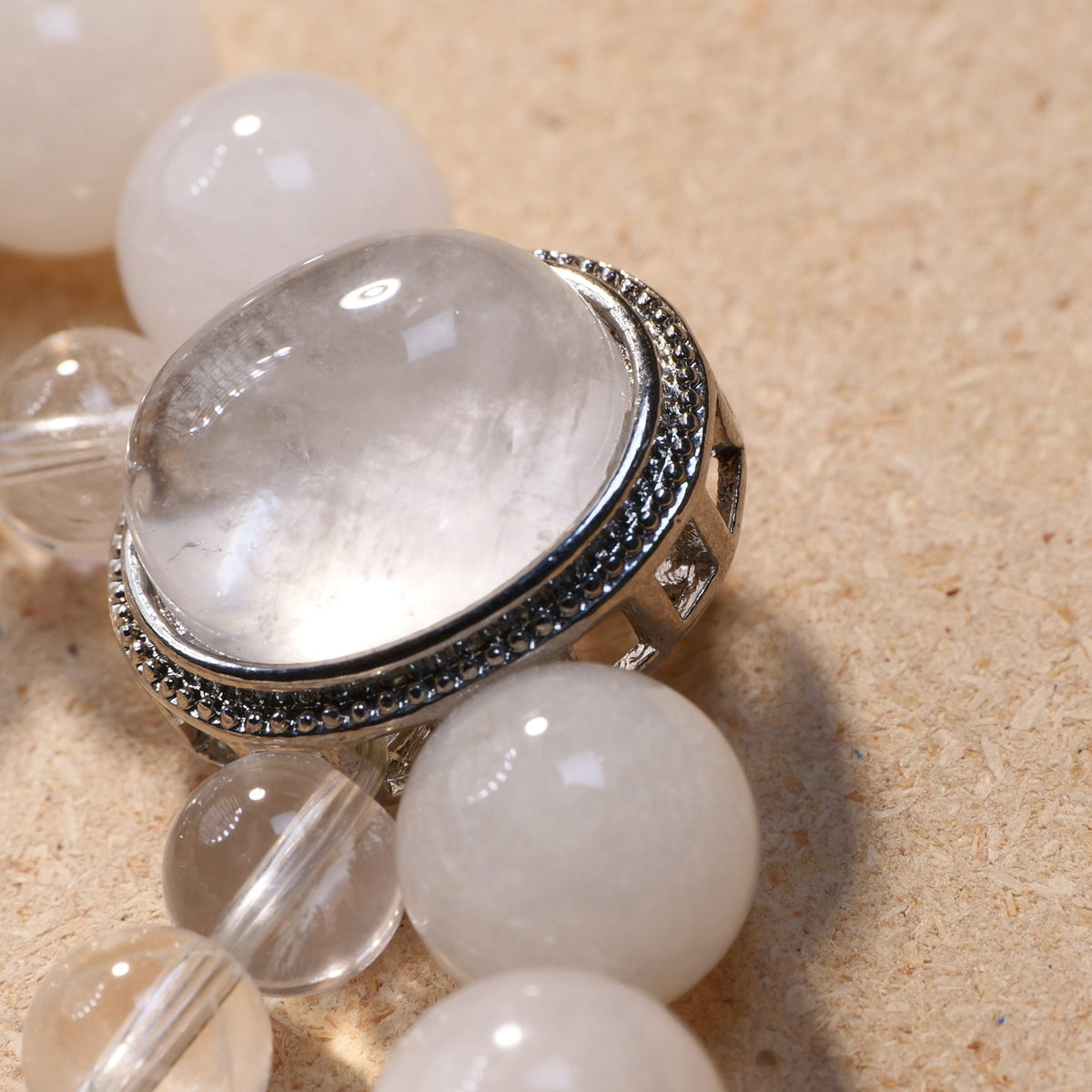 White Rabbit Hair Quartz, Clear Quartz & White Phantom Quartz Crystal Bracelet — Clarity & Amplify (Model SJG075) image 6
