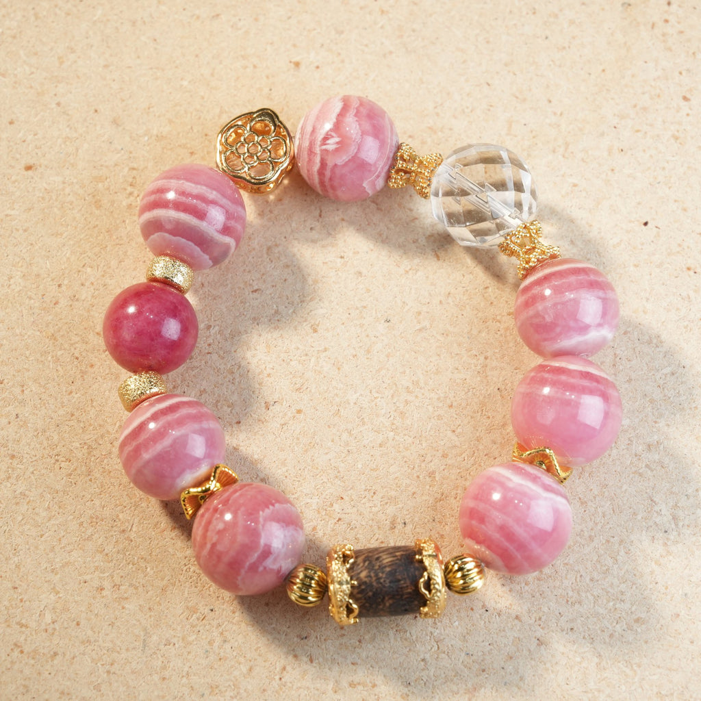 Madagascar Pink Agate, Red Agate & Clear Quartz Multi-Stone Crystal Bracelet — Love & Emotional Healing & Clarity & Amplify (Model SJG132) image 1