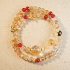 Citrine, Clear Quartz & Smoky Rutilated Quartz Multi-Stone Crystal Bracelet — Wealth & Abundance, Protection & Grounding & Clarity & Amplify (Model SJG161) image 1
