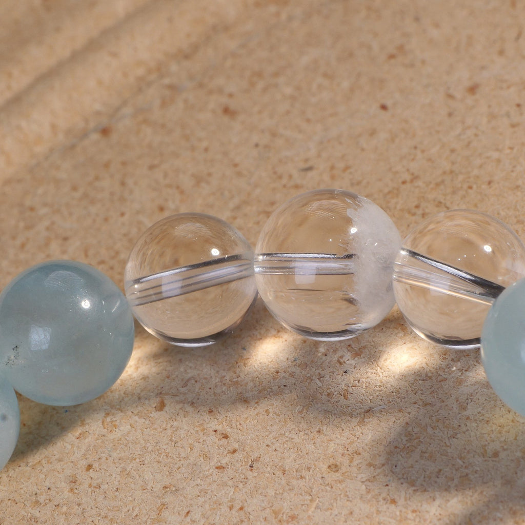 Aquamarine, Clear Quartz & Smoky Quartz Crystal Bracelet — Protection & Grounding, Clear Communication & Clarity & Amplify (Model SJG195) image 6