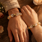 Prosperity Design Crystal Bracelet | Clear Quartz Yellow Citrine Tower Crystal Wealth Bracelet with Sandalwood Bead | Natural Stone Energy Jewelry for Abundance & Aura Cleansing | Unisex（SJG017）