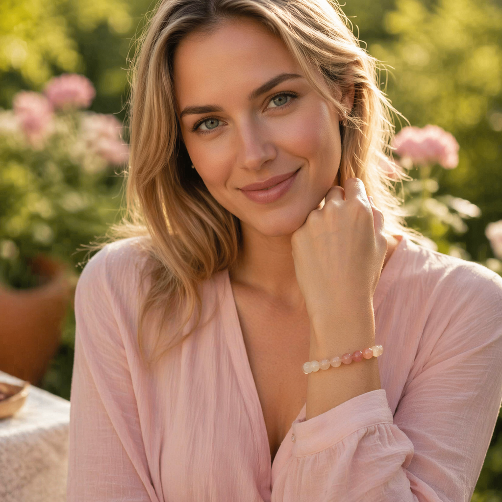 Gradient Rainbow Rabbit Hair Quartz Bracelet | Natural Stress Relief Confidence & Fortune Bracelet | 18-20cm Pink Orange Red Crystal Energy Jewelry for Calm Self-Worth & Abundance | Unisex