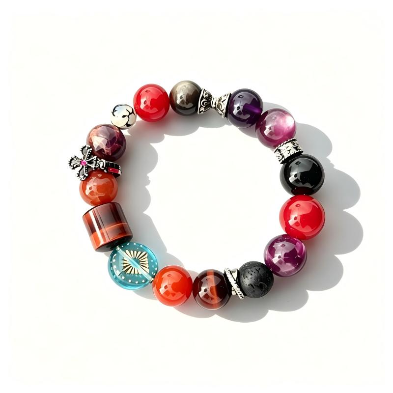 Dangerous Red Tiger Eye & Red Agate & Purple Phantom Bracelet – MJ-Inspired Confidence & Vitality Handmade Energy Jewelry | XIDU DIY（SJGMJ003）