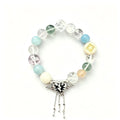 Heal the World Crystal Bracelet – Aquamarine, Clear Quartz, Rose Quartz & Amethyst with Winged Black Heart Charm – MJ-Inspired Healing & Unity Handmade Jewelry | XIDU DIY（SJGMJ004）