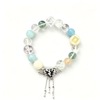 Heal the World Crystal Bracelet – Aquamarine, Clear Quartz, Rose Quartz & Amethyst with Winged Black Heart Charm – MJ-Inspired Healing & Unity Handmade Jewelry | XIDU DIY（SJGMJ004）