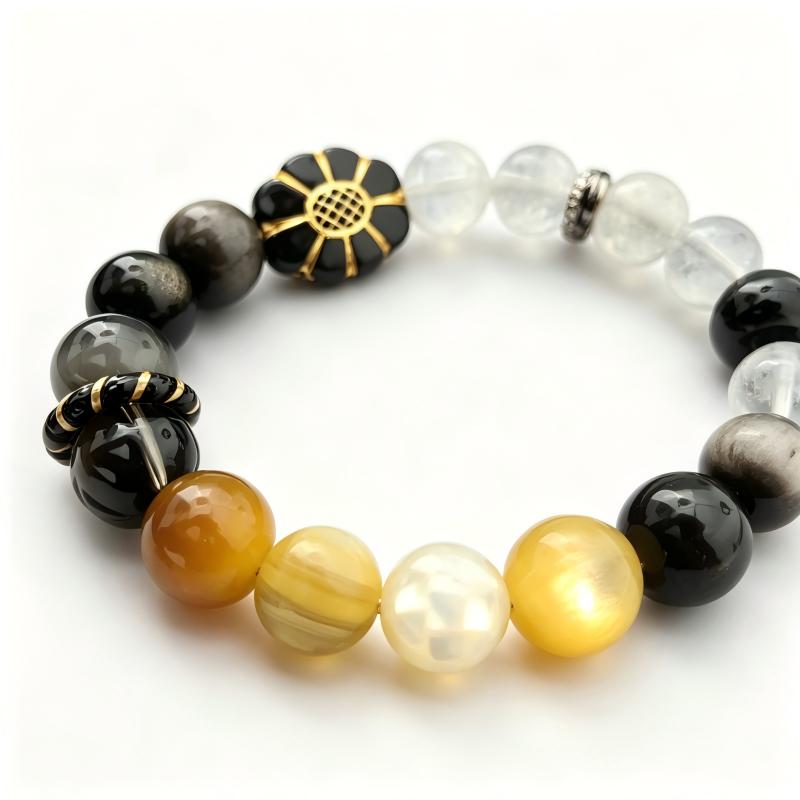 Billie Jean “Moonwalk” Wealth & Protection Bracelet - Handmade Crystal Bracelet | XIDU DIY - Worn View