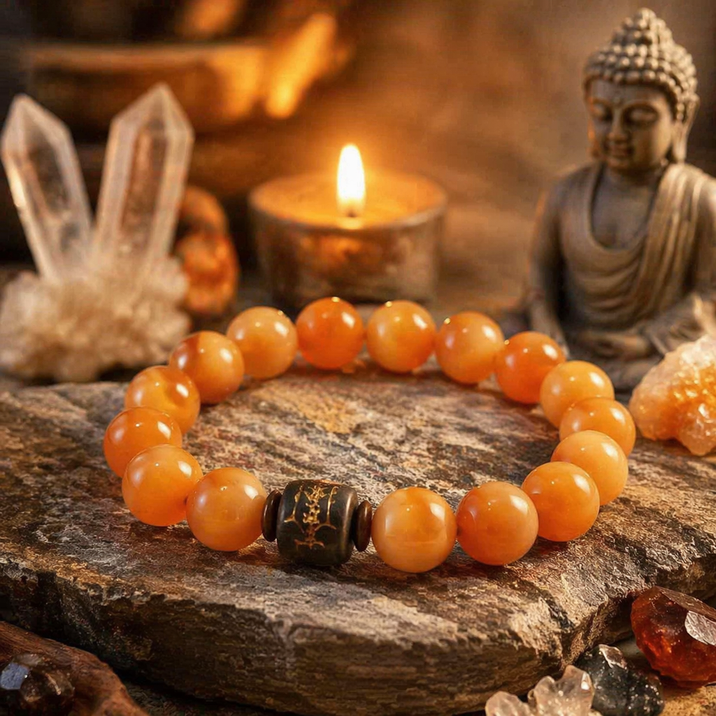 Golden Jade & Sandalwood Bracelet | Burmese Jade Calm Mind Wealth Protection Bracelet | 18-20cm Natural Stone Energy Jewelry for Serenity Fortune & Warding Negativity | Unisex