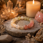 Gradient Rainbow Rabbit Hair Quartz Bracelet | Natural Stress Relief Confidence & Fortune Bracelet | 18-20cm Pink Orange Red Crystal Energy Jewelry for Calm Self-Worth & Abundance | Unisex