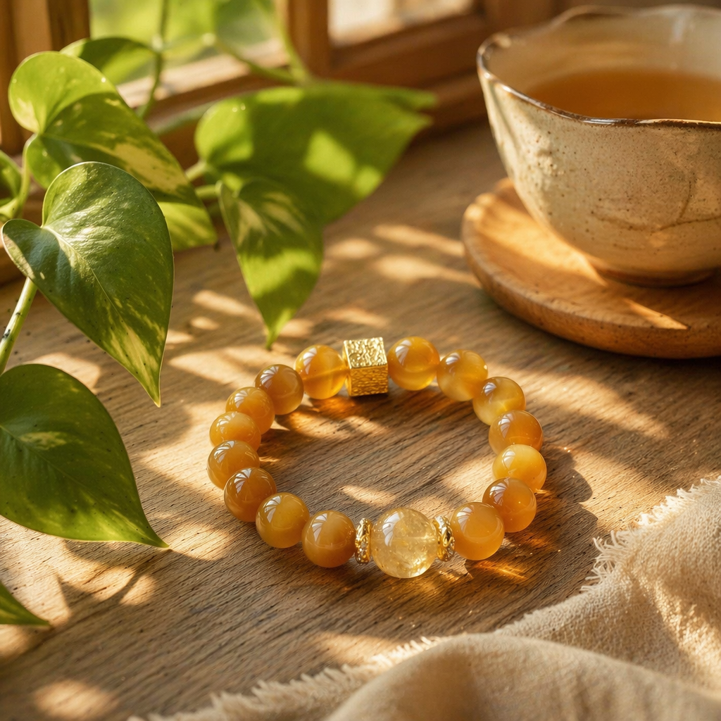 Gilded Years Healing Crystal Bracelet | Golden Tiger Eye Rainbow Citrine Yellow Fluorite Wealth Confidence Energy Jewelry | Natural Stone Beaded Bracelet for Men Women(SJG016)