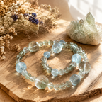 Mist Veil Aquamarine Green Phantom Hair Crystal Bracelet | Sea Blue Green Ghost Wealth Communication Bracelet | 18-20cm Natural Stone Energy Jewelry for Throat Healing Career & Abundance | Unisex