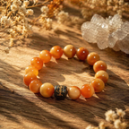Golden Jade & Sandalwood Bracelet | Burmese Jade Calm Mind Wealth Protection Bracelet | 18-20cm Natural Stone Energy Jewelry for Serenity Fortune & Warding Negativity | Unisex
