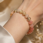 Gradient Rainbow Rabbit Hair Quartz Bracelet | Natural Stress Relief Confidence & Fortune Bracelet | 18-20cm Pink Orange Red Crystal Energy Jewelry for Calm Self-Worth & Abundance | Unisex