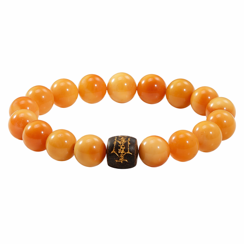 Golden Jade & Sandalwood Bracelet - Handmade Crystal Bracelet | XIDU DIY - Front View