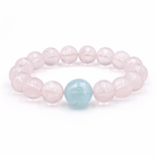 Hexagram Rose Quartz Aquamarine Bracelet | Star of David Pink Blue Crystal Healing Jewelry | 18cm-20cm Heart Chakra Communication Bracelet | Attract Benefactors & Enhance Thinking | Unisex（SJG020）