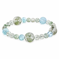 Mist Veil Aquamarine Green Phantom Hair Crystal Bracelet | Sea Blue Green Ghost Wealth Communication Bracelet | 18-20cm Natural Stone Energy Jewelry for Throat Healing Career & Abundance | Unisex