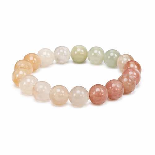 Gradient Rainbow Rabbit Hair Quartz Bracelet - Handmade Crystal Bracelet | XIDU DIY - Front View