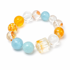Orange Soda Multi-Crystal Bracelet | Aquamarine Yellow胶花 Fluorite Topaz Clear Quartz Communication & Anxiety Relief Bracelet | 18-20cm Natural Stone Energy Jewelry for Focus Calm & Wealth | Unisex