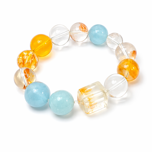 Orange Soda Multi-Crystal Bracelet | Aquamarine YellowRed Phantom F... | XIDU DIY - Front View