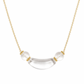 Clear Quartz Crystal Necklace | Gold Chain Curved Tube Pendant | Natural White Crystal Healing Jewelry | Clarity & Energy Cleansing Necklace（SJG019）