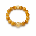 Gilded Years Healing Crystal Bracelet | Golden Tiger Eye Rainbow Citrine Yellow Fluorite Wealth Confidence Energy Jewelry | Natural Stone Beaded Bracelet for Men Women(SJG016)