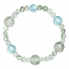 Mist Veil Aquamarine Green Phantom Hair Crystal Bracelet | Sea Blue Green Ghost Wealth Communication Bracelet | 18-20cm Natural Stone Energy Jewelry for Throat Healing Career & Abundance | Unisex