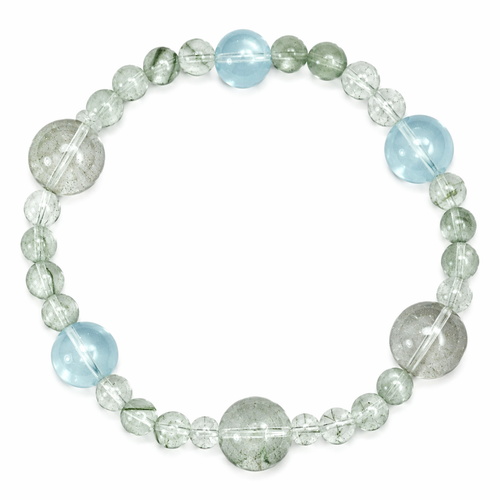 Mist Veil Aquamarine Green Phantom Hair Crystal Bracelet | XIDU DIY - Detail View