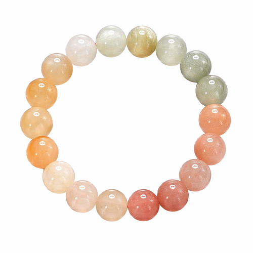 Gradient Rainbow Rabbit Hair Quartz Bracelet - Handmade Crystal Bracelet | XIDU DIY - Detail View