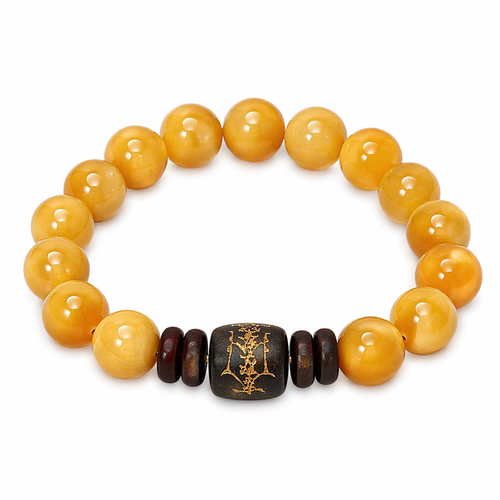 Golden Jade & Sandalwood Bracelet - Handmade Crystal Bracelet | XIDU DIY - Detail View