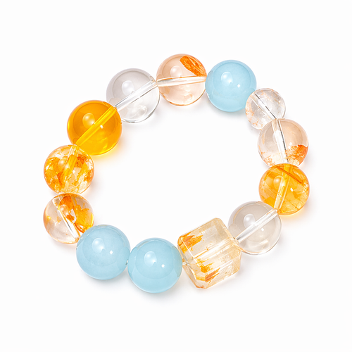 Orange Soda Multi-Crystal Bracelet | Aquamarine YellowRed Phantom F... | XIDU DIY - Detail View